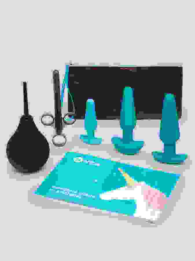 b-Vibe Rechargeable Anal Training and Education Butt Plug Set (5 Piece), Blue, hi-res